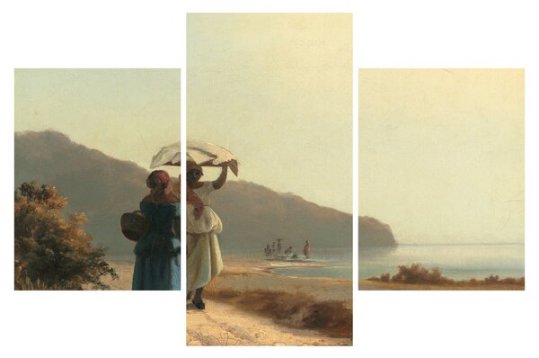 Obraz - Camille Pissarro, Two Women Chatting by the Sea, St. Thomas, reprodukcia (90x60 cm)