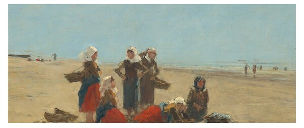 Obraz - Eugène Boudin, Women on the Beach at Berck, reprodukcia (120x50 cm)