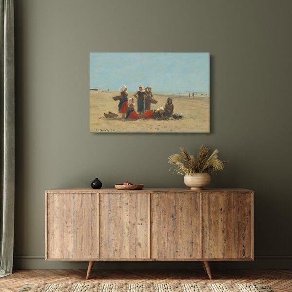 Obraz - Eugène Boudin, Women on the Beach at Berck, reprodukcia (90x60 cm)