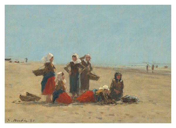 Obraz - Eugène Boudin, Women on the Beach at Berck, reprodukcia (70x50 cm)