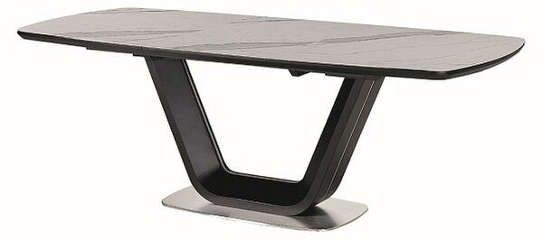 Stôl ARMANI CERAMIC biely efekt mramoru/ čierny mat 160(220)X90