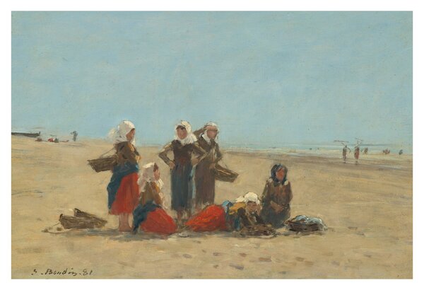 Obraz - Eugène Boudin, Women on the Beach at Berck, reprodukcia (90x60 cm)