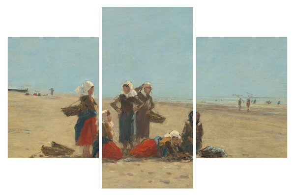 Obraz - Eugène Boudin, Women on the Beach at Berck, reprodukcia (90x60 cm)