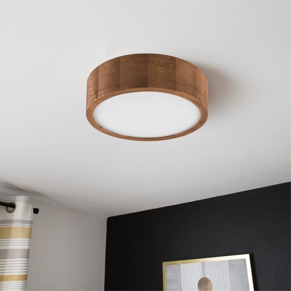 Brilagi - LED RGBW stmievateľné stropné svietidlo CARVALHO 1xE27/9W/230V Wi-Fi dub, priemer 27,5 cm