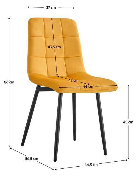 KONDELA Stolička, žltá Velvet látka/čierna, RAMITA TYP 3