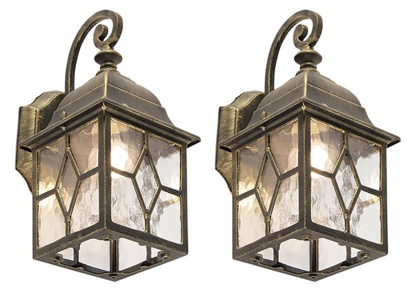 Sada 2 romantických vonkajších nástenných lampášov bronz - Londýn