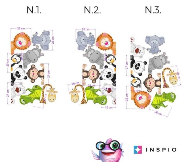 INSPIO-textilná prelepiteľná nálepka - Nálepka na stenu- Zvieratká zo ZOO okolo dverí
