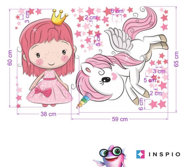 INSPIO-textilná prelepiteľná nálepka - Nálepka - Princezná a jednorožec
