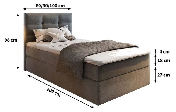 Čalúnená posteľ boxspring GLORIEN VELVET 90x200 cm ružová Matrac: Matrac Bonell pružinový