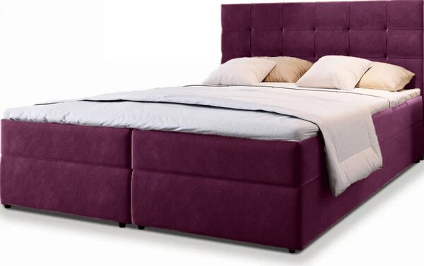 Čalúnená posteľ boxspring GLORIEN 160x200 cm purpurová Matrac: Matrac Bonell pružinový