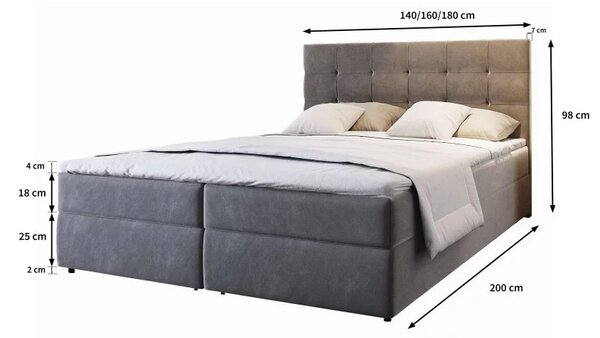 Čalúnená posteľ boxspring GLORIEN 160x200 cm purpurová Matrac: Matrac Bonell pružinový