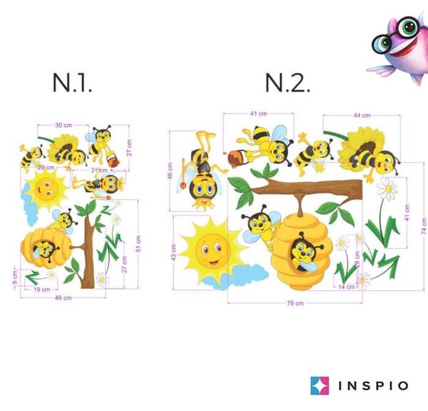 INSPIO-textilná prelepiteľná nálepka - Nálepky na stenu - Včelie kráľovstvo