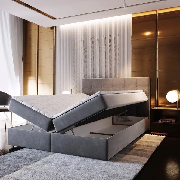 Čalúnená posteľ boxspring GLORIEN 160x200 cm purpurová Matrac: Matrac Bonell pružinový