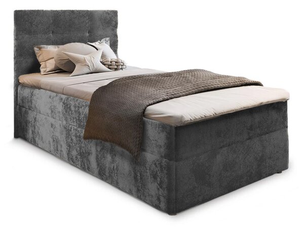 Čalúnená posteľ boxspring GLORIEN VELVET 80x200 cm sivá Matrac: Matrac Bonell pružinový