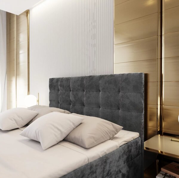 Čalúnená posteľ boxspring GLORIEN VELVET 140x200 cm modrá Matrac: Matrac Bonell pružinový