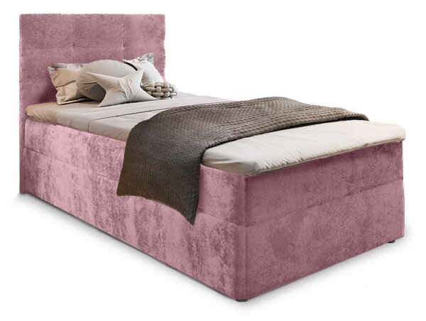 Čalúnená posteľ boxspring GLORIEN VELVET 90x200 cm ružová Matrac: Matrac Bonell pružinový