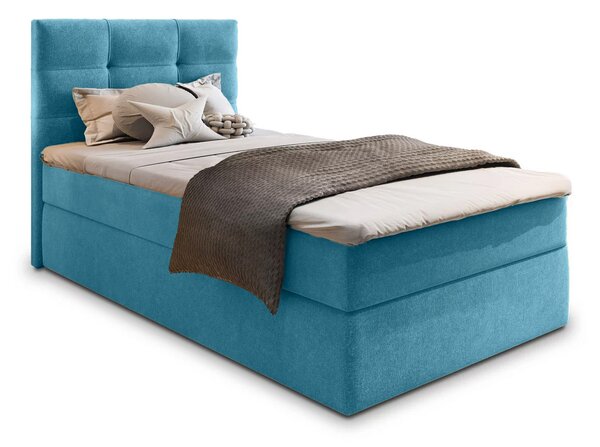 Čalúnená posteľ boxspring GLORIEN VELVET 90x200 cm modrá Matrac: Matrac Bonell pružinový