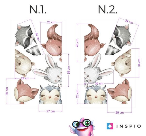 INSPIO-textilná prelepiteľná nálepka - Samolepky zvieratiek na stenu okolo dverí