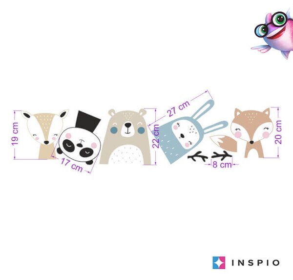 INSPIO-textilná prelepiteľná nálepka - Zvieratká - nálepky do detskej izby