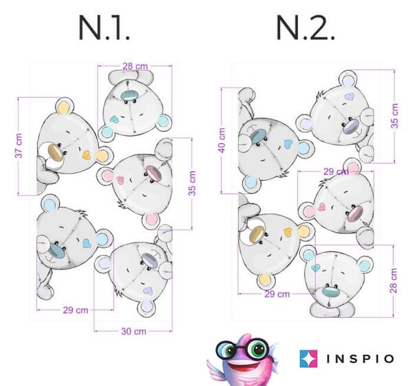 INSPIO-textilná prelepiteľná nálepka - Nálepky okolo dverí - Sivé medvede I