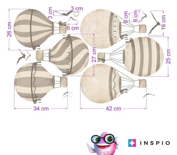 INSPIO-textilná prelepiteľná nálepka - Nálepky Balóny v neutrálnych odtieňoch