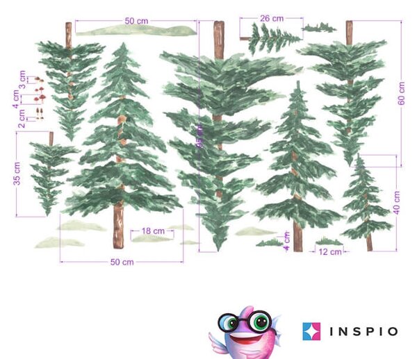 INSPIO-textilná prelepiteľná nálepka - Stromčeky malé - Nálepky na stenu