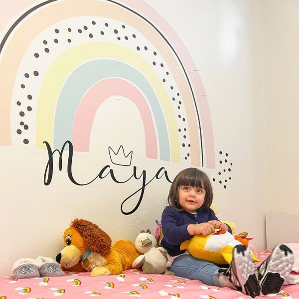 INSPIO-textilná prelepiteľná nálepka - Dúha pre malú princeznú s menom
