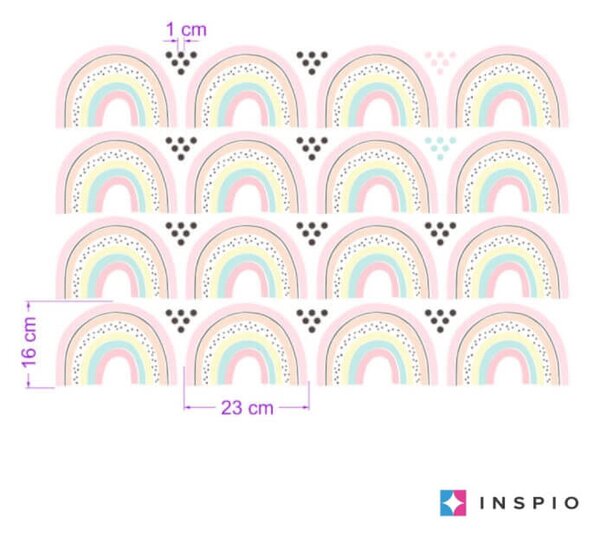 INSPIO-textilná prelepiteľná nálepka - Pastelové dúhy s bodkami - nálepky na stenu pre dievčatá