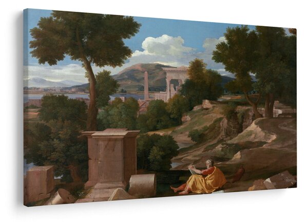 Obraz - Nicolas Poussin, Landscape with Saint John on Patmos, reprodukcia (90x60 cm)