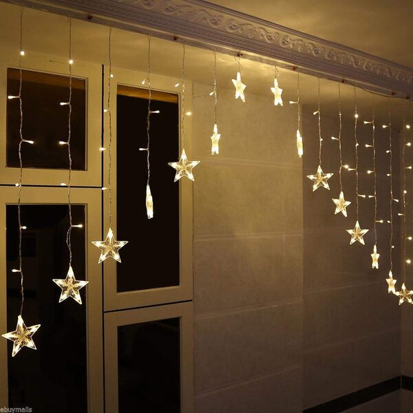 Vianočný LED svetelný záves v tvare V so hviezdičkami, 162 LED, 3m, rôzne farby na výber Farba: Modrá