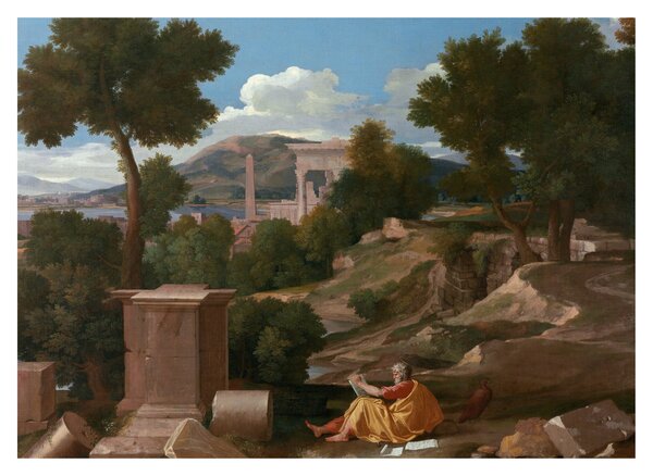 Obraz - Nicolas Poussin, Landscape with Saint John on Patmos, reprodukcia (70x50 cm)