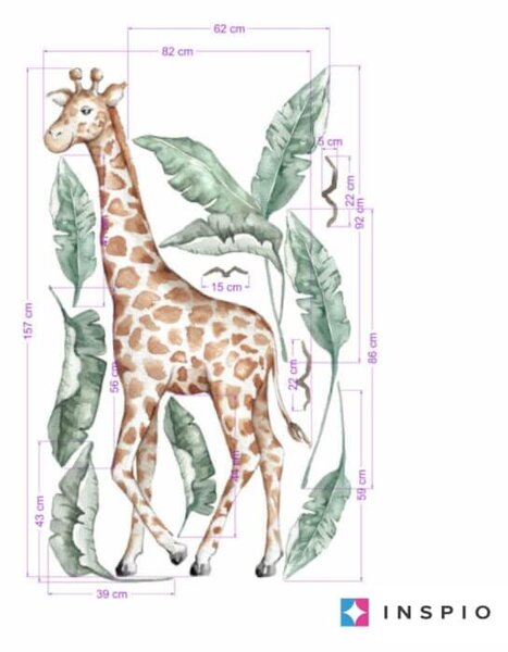 INSPIO-textilná prelepiteľná nálepka - Textilné nálepky - Žirafa zo sveta SAFARI