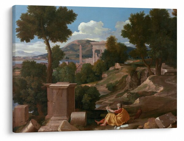 Obraz - Nicolas Poussin, Landscape with Saint John on Patmos, reprodukcia (70x50 cm)