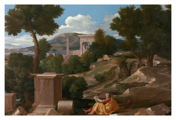 Obraz - Nicolas Poussin, Landscape with Saint John on Patmos, reprodukcia (90x60 cm)