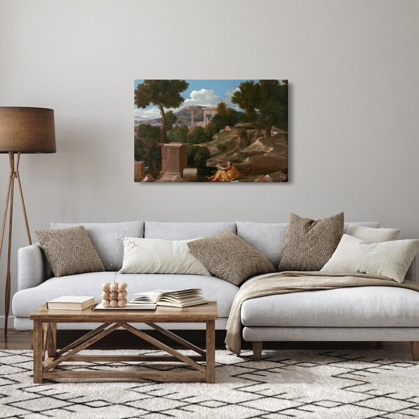 Obraz - Nicolas Poussin, Landscape with Saint John on Patmos, reprodukcia (90x60 cm)