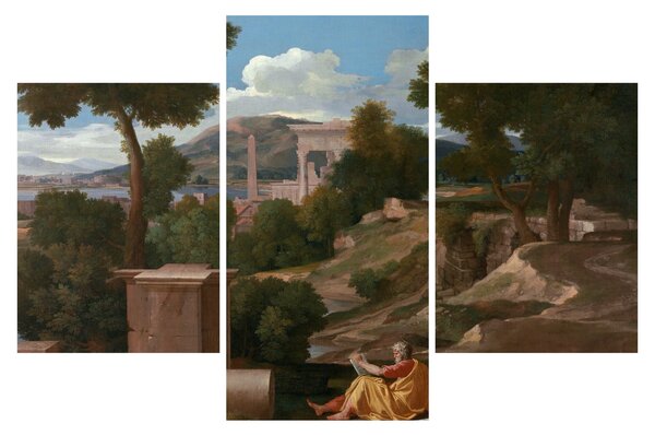 Obraz - Nicolas Poussin, Landscape with Saint John on Patmos, reprodukcia (90x60 cm)