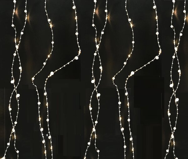Vianočná LED záclona so 160 perličkami, 3m, viac farebných variant Farba: Teplá biela