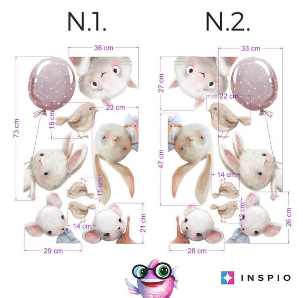 INSPIO-textilná prelepiteľná nálepka - Nálepky na steny do detskej izby - Akvarelové zvieratká okolo dverí