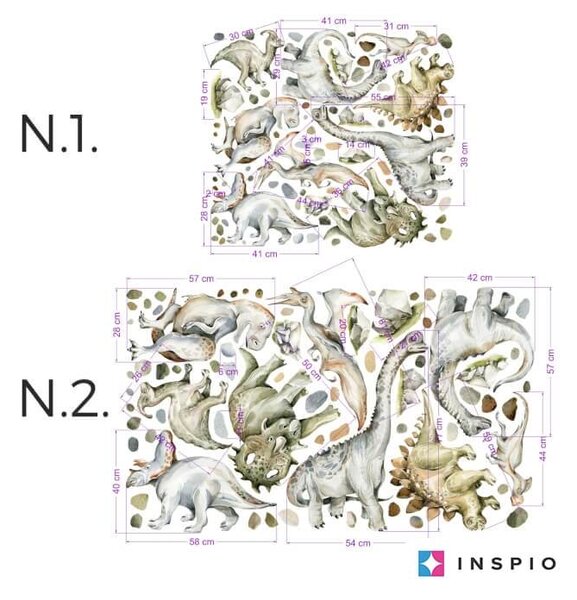 INSPIO-textilná prelepiteľná nálepka - Nálepky na stenu pre chlapcov - Dinosaury