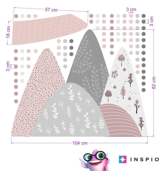 INSPIO-textilná prelepiteľná nálepka - Nálepky na stenu pre dievčatá - Kopce plné rastliniek