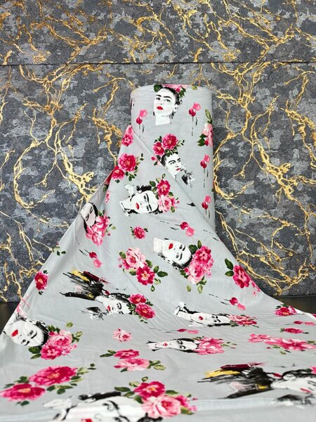 Ervi Bavlnená látka/plátno š.240cm - Florita na šedom 25210-15, metráž