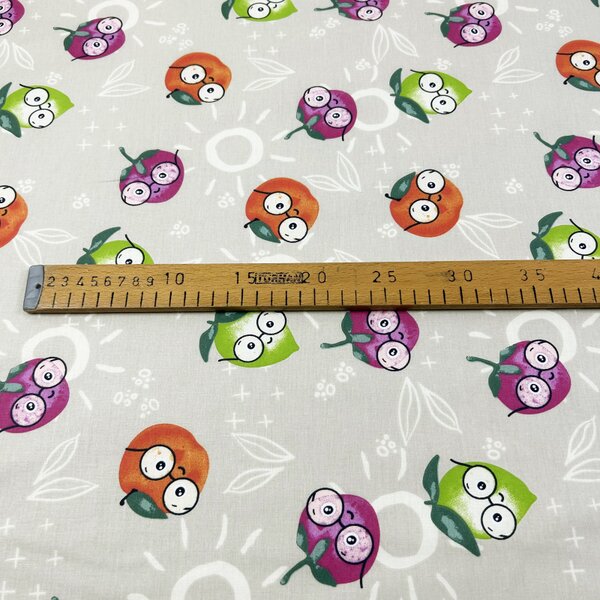 Ervi Bavlnená látka/plátno š.240cm - zábavné ovocie - 29224-12, metráž