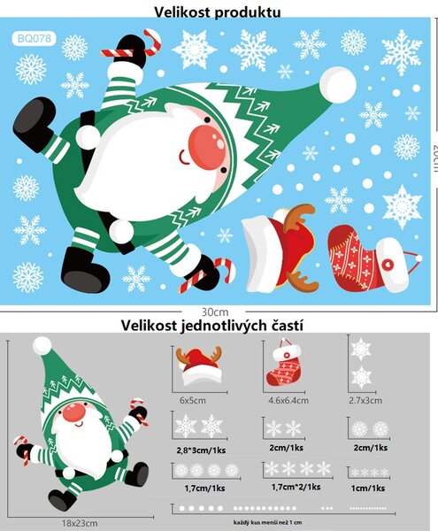 Vianočné nálepky na okno - Santa Claus - rôzne motívy na výber Varianta: Varianta 10