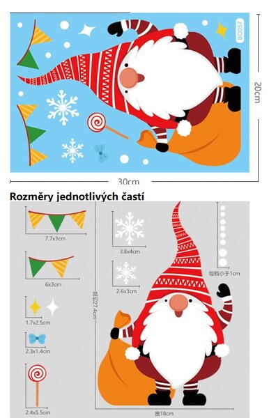 Vianočné nálepky na okno - Santa Claus - rôzne motívy na výber Varianta: Varianta 10