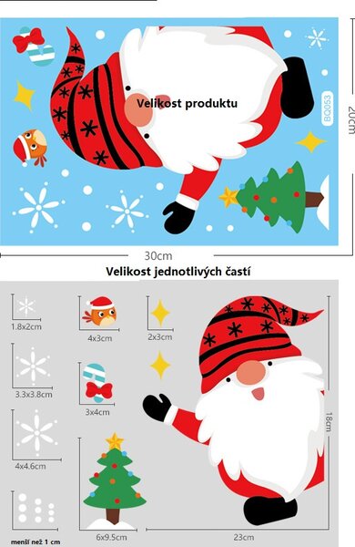 Vianočné nálepky na okno - Santa Claus - rôzne motívy na výber Varianta: Varianta 10