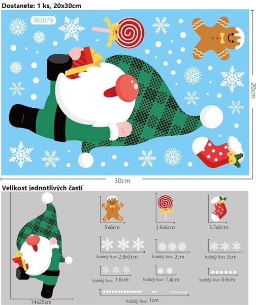 Vianočné nálepky na okno - Santa Claus - rôzne motívy na výber Varianta: Varianta 10