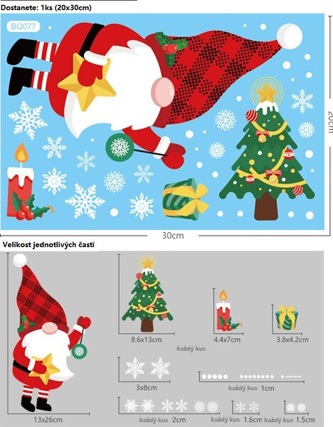 Vianočné nálepky na okno - Santa Claus - rôzne motívy na výber Varianta: Varianta 10