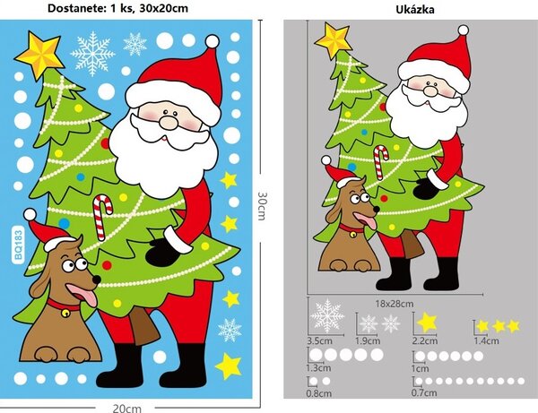 Vianočné nálepky na okno Santa Claus - 20x30cm