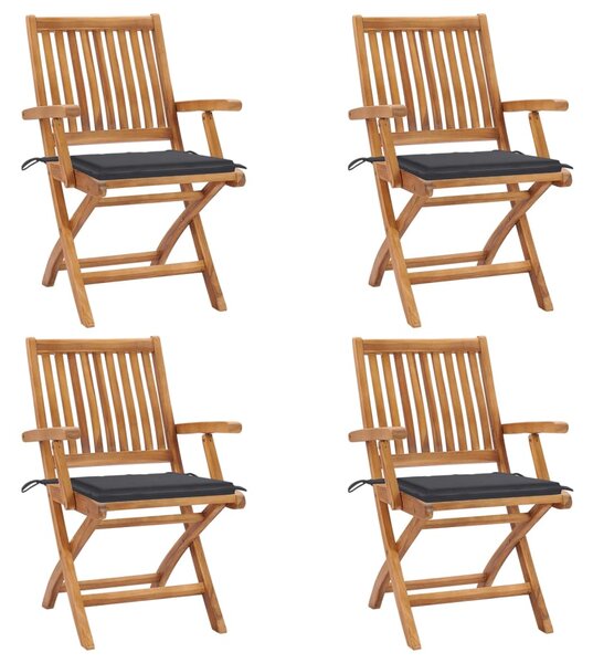 Skladacie záhradné stoličky s podložkami 4 ks tíkový masív