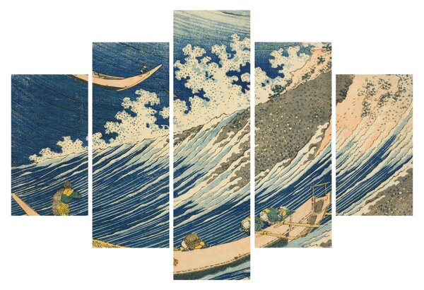 Obraz - Katsushika Hokusai, Fishing Boats at Choshi in Shimosa (Soshu Choshi) , reprodukcia (150x105 cm)